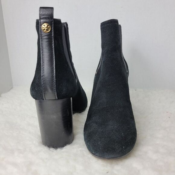 Tory Burch Women's Boot Size 8.5  Black Suede Heeled Chelsea Shoes - Picture 6 of 8